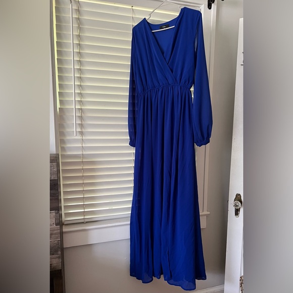 Lulus Wondrous Water Lilies Royal Blue Maxi Dress - Picture 4 of 7